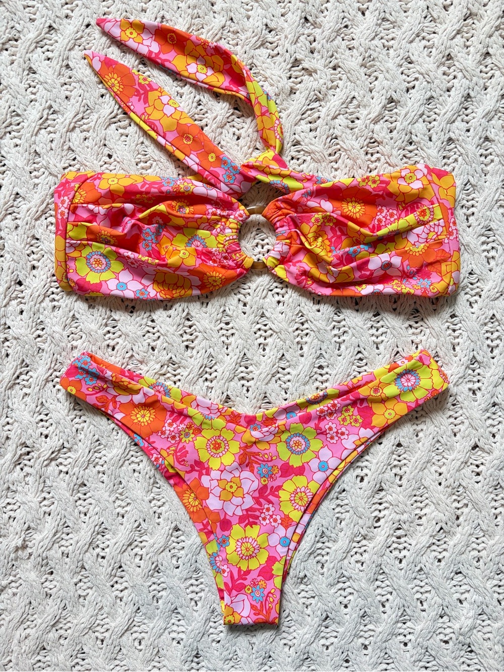 Kulani Kinis Sunny Sangeria Two Piece Set - Bandeau Bikini and Cheeky Bottoms